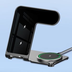 Stylish 3 In 1 Aluminum Alloy Wireless Charging Stand with High Charging