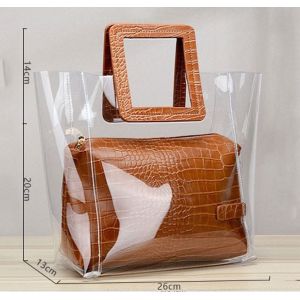 Promotion Clear Cosmetic Handle Bag Tote Bags, Recyclable PVC Loop Handle