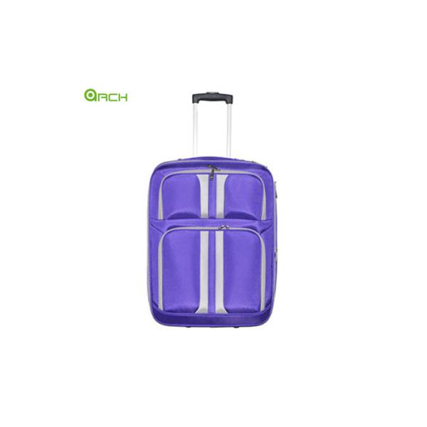 Quality Tapestry Polyester Soft Sided Luggage with Two Typical Front Pockets and Skate Wheels for sale