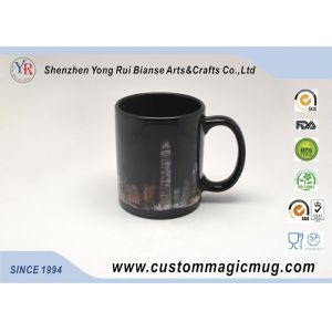 Customized Heat Reactive Coffee Mugs , Porcelain Black Magic Cup
