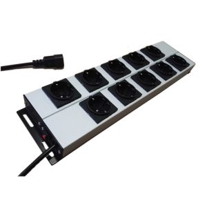 10 Way European Power Strip Multi Outlet AC Power Distribution With Aluminum
