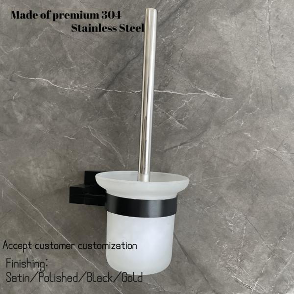 Brushed Toilet Brush With Metal Handle Wall Mounted Bathroom Cleaning Brush