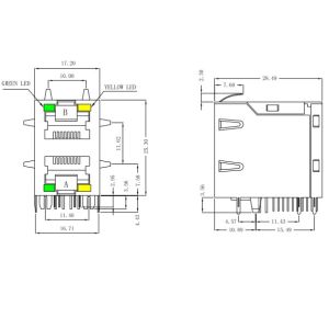 71F-1201GYD2NL 2x Magnetic RJ45 Jack LPJ17402AHNL 100Base-T Ethernet