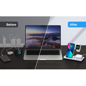 Wireless Charging Station for iPhone and Apple Watch Fast Charger for AirPods