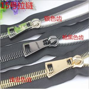 Personalized simple design zinc alloy 3 color 15# zipper with zipper puller