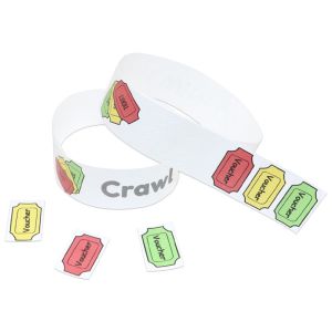 Security Paper Event Wristbands Adjustable Fit Full Color Bar Coding