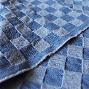 China Plaid Jacquard Denim Washed Spring Summer Fabric 12s 60*50 10OZ 160cm on sale