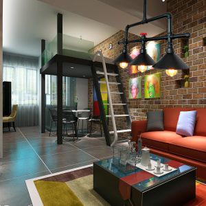 Vintage industrial wind and water pipe chandelier creative three end restaurant