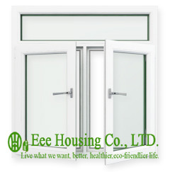 10mm Laminated Glass UPVC Casement Windows With RectangleTransom Design, White