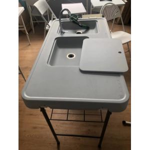 Foldable Outdoor Cleaning Table with Sink and Plastic Material