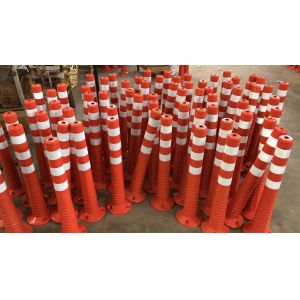 750mm PU Spring Post Orange Warning Post Traffic Bollard Reflective Delineator