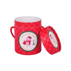 2mm Cardboard Cylindrical Paper Container With Stickers Handle 15x25cm