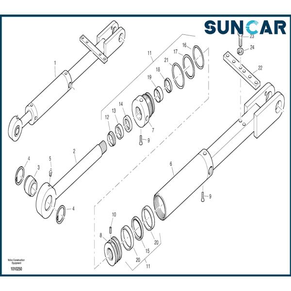 SUNCARVO.L.VO VOE 11370055 VOE11370055 Cylinder Seal Kit For Wheel LoaderL20B, L20F, L25B, L25F, L28F, L30B, L30G, L35G