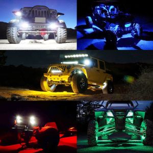 4 Pcs Offroad Rgb Rock Light For Jeep Bluetooth Control 9w Multicolor 6000K