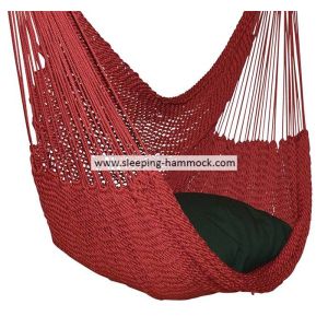Red Folding Jumbo Deluxe Hanging Hammock Rope Chair For Two Outside Indoor