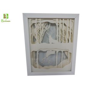 Drawing Backlit Paper Cut Box LED system Polystyrene Deep Woods Deer