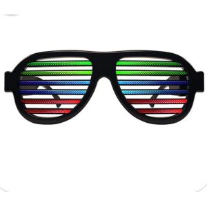 Black Frame Sound Activated LED Shutter Shades Glasses For Concerts, Party,