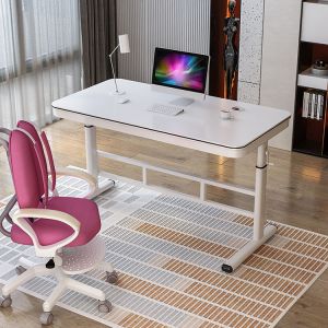 Commercial Glass Desk featuring Manual Height Adjustment for Modern Office