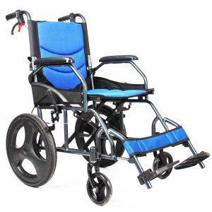 China Aluminium Lightweight Manual Folding Wheelchair with Solid Castor on sale
