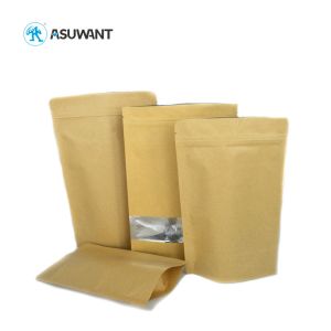Custom Printing Kraft Paper k Bag Heat Seal Recycled With Clear Window