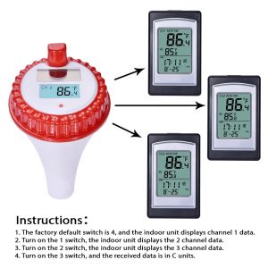 ±1.0°C Temperature Accuracy Wireless Solar Digital Pool Thermometer In Red And