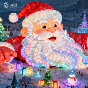 Handmade Santa Claus silk lanterns, with customizable sizes and colors.