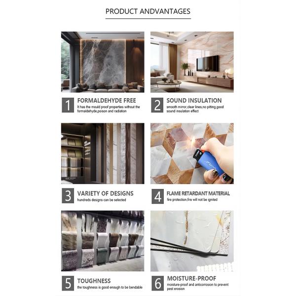 PVC marble sheet SPC stone plastic wall panel eco-friendly UV coating marble sheets interior wall decorative material