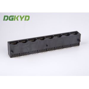 PBT Black Unshielded 8 Port Ganged Rj45 Connector Scoket For Ethernet Switch