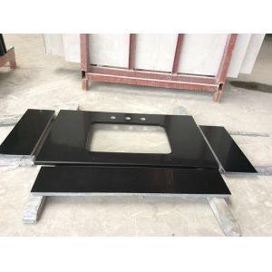 Mirror Black Engineered Stone Kitchen Countertops With Polished Surface