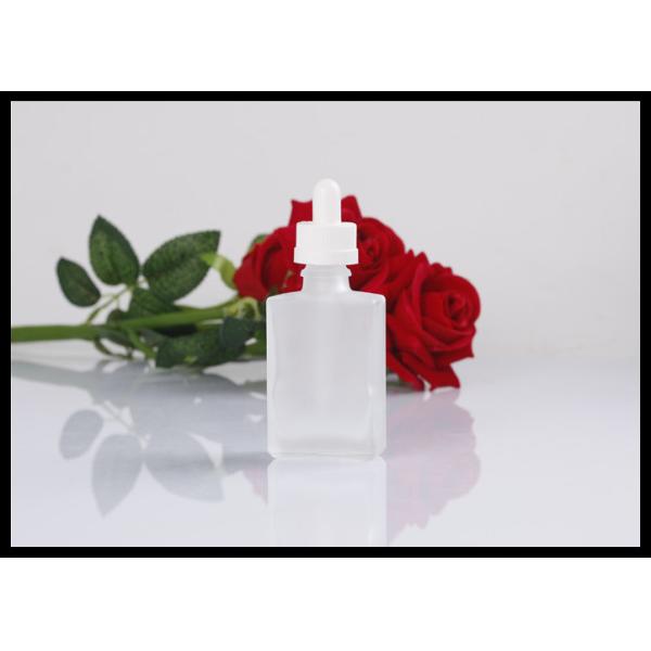 White Frosted Square Amber Glass Bottles , Resealable Square Glass Dropper