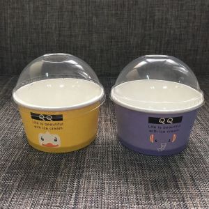 Clear and FDA Approved Ice Cream Paper Cup With Lid