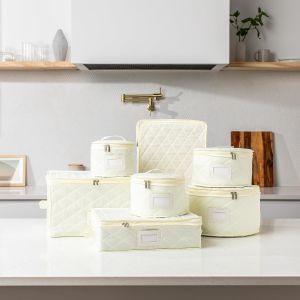 CHINA STORAGE CONTAINERS QUILTED. 7PC DISHES STORAGE KIT WITH 48 CUT-TO-SIZE