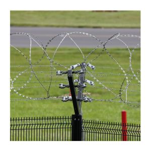 Safety Fence Galvanized Razor Barbed Wire 1.6-3.2mm Wire Diameter 7.5cm-15cm