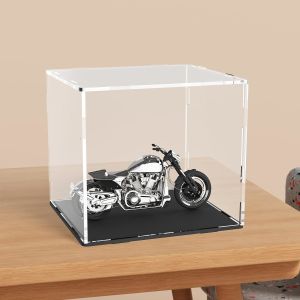 Clear Acrylic Display Case,Self-Assembly Display Box with Black Acrylic Base