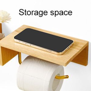 Sustainable Wall Bamboo Toilet Paper Storage Holder With Shelf