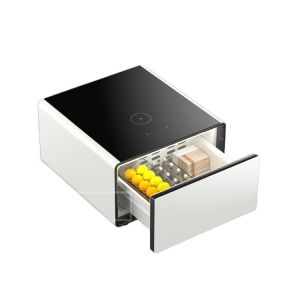 Mini Side Table Drawer Beer Beverage Cooler with Tempered Glass and Wireless