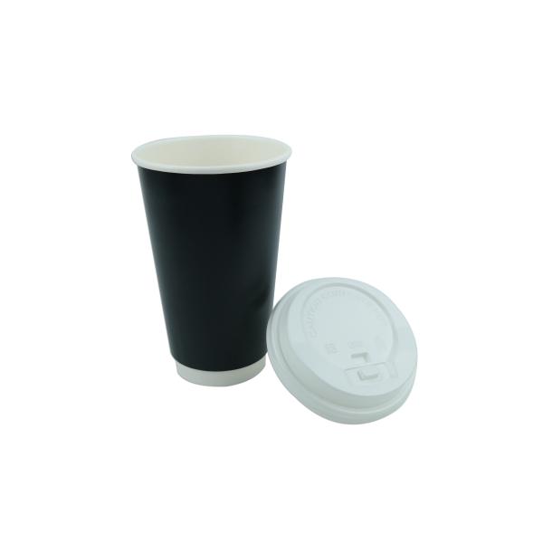 Black Surface 16 OZ Disposable Paper Cups With Double Walls Structure