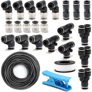 Automobiles Fifty Feet Push In Fittings Black Pneumatic Fitting Kits With Black