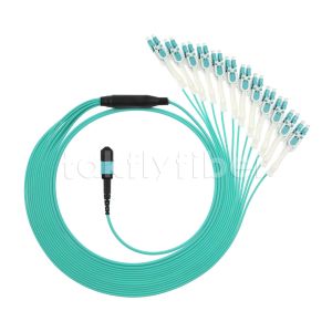Fiber Optic MPO MTP Cable 24 Cores to 12LC DX Om3 Fanout Patch Cord for LANs and