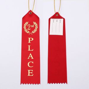 Fancy Custom Award Ribbons Blue / Red / White Color Hot Stamping Printing