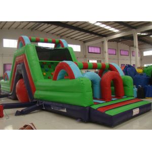 Custiomized Adventuring Green Bouncy Castle Obstacle Course For Kids