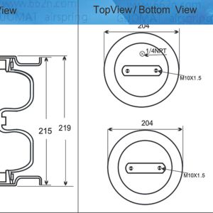 1/4NPT Air Inlet Double Convoluted Air Helper Spring Goodyear 2B8 Bellow