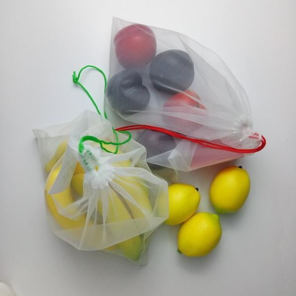 Reusable Mesh Sleeve Plastic Polyester Mesh Kitchen Fruit / Vegetable Storage Bags