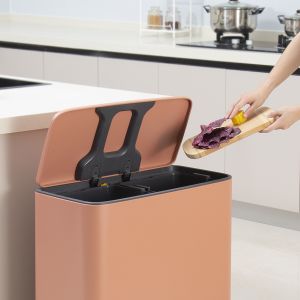 28Lx2 dual compartment trash can Soft Close Recycle Trash Bin Foot Step Trash