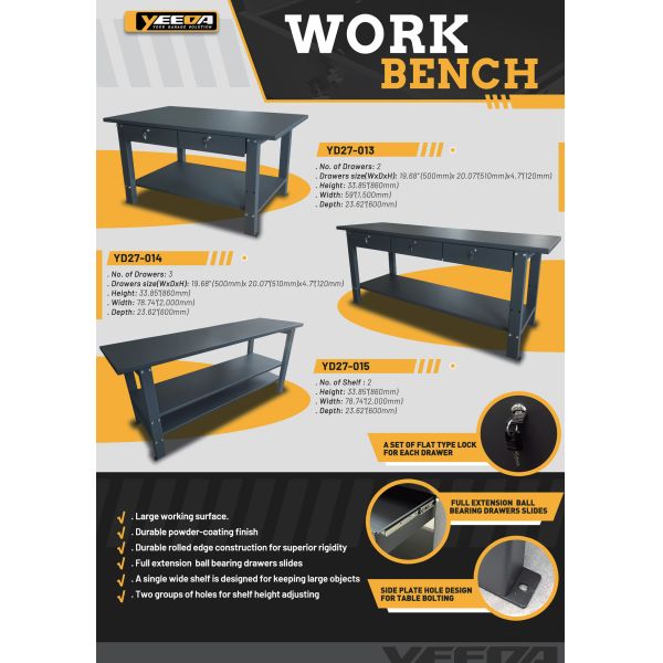 Workshop Heavy - Duty Workbench, Large Surface & Storage
