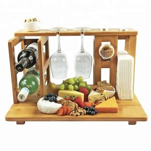 Wholesale Multifunctional Cheese Board Bamboo Chopping Blocks with Wine Rack and Napkin Rack from china suppliers