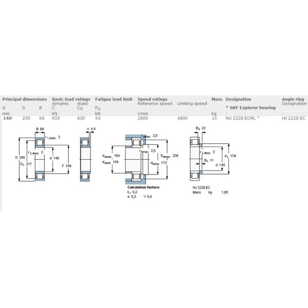 NU 2228 ECM / C3 Bearing with Brass Cage , Short Cylindrical Roller