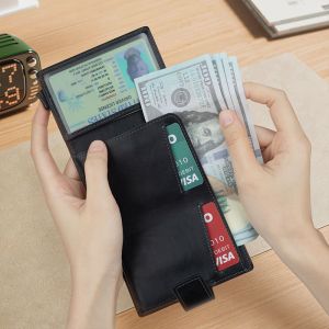 Simple Large Capacity PU Crazy Horse Card Wallet with Double RFID Blocking and