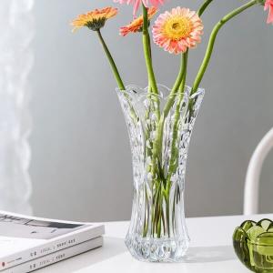 Wholesale 9.75 Inch Embossed Crystal Glass Vases Shock Resistant For Home Decoration from china suppliers
