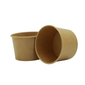 14oz Brown Ice Cream Paper Cup Biodegradable OEM With Dome Lid